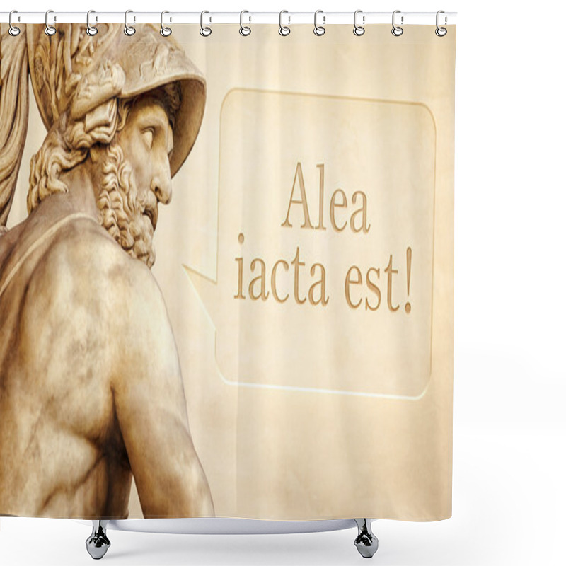 Personality  Menelaus Statue With Text Shower Curtains