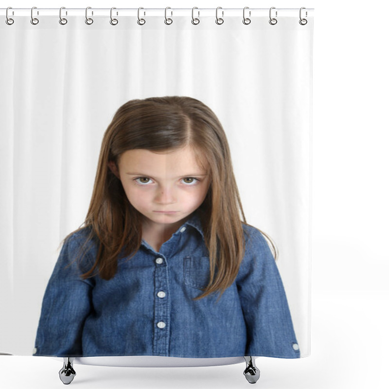 Personality  Young Girl Portrait Frustrated Pouting Frowning Shower Curtains