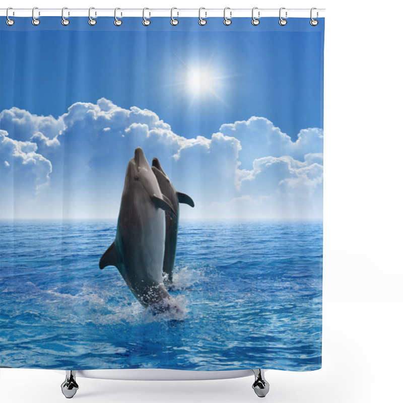 Personality  Dolphins Jumping Shower Curtains