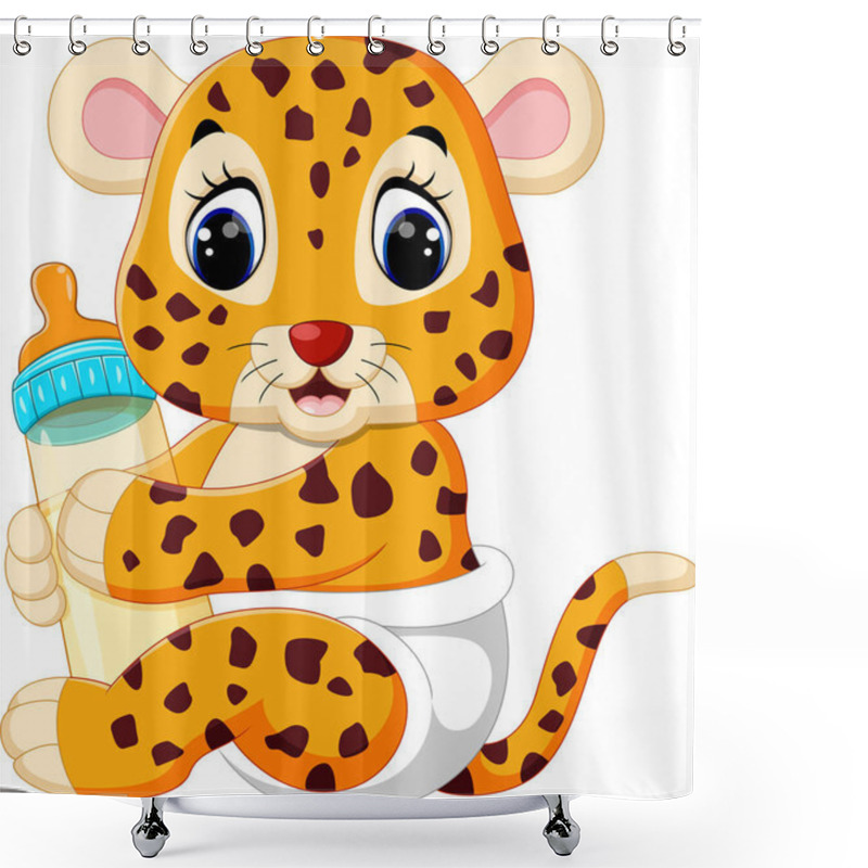 Personality  Illustration Of Cute Baby Tiger Shower Curtains