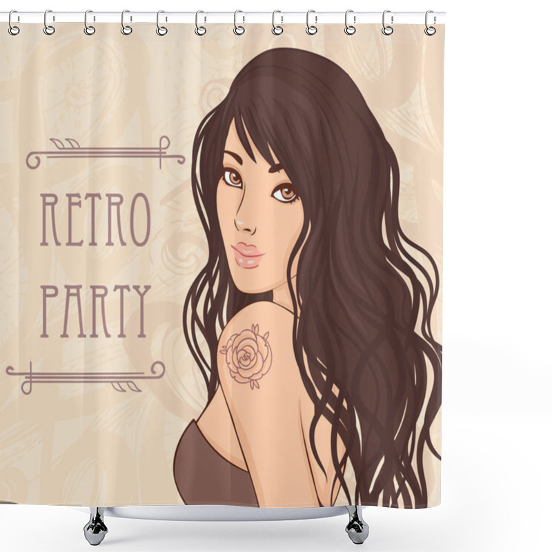 Personality  Retro Party Invitation Design Shower Curtains