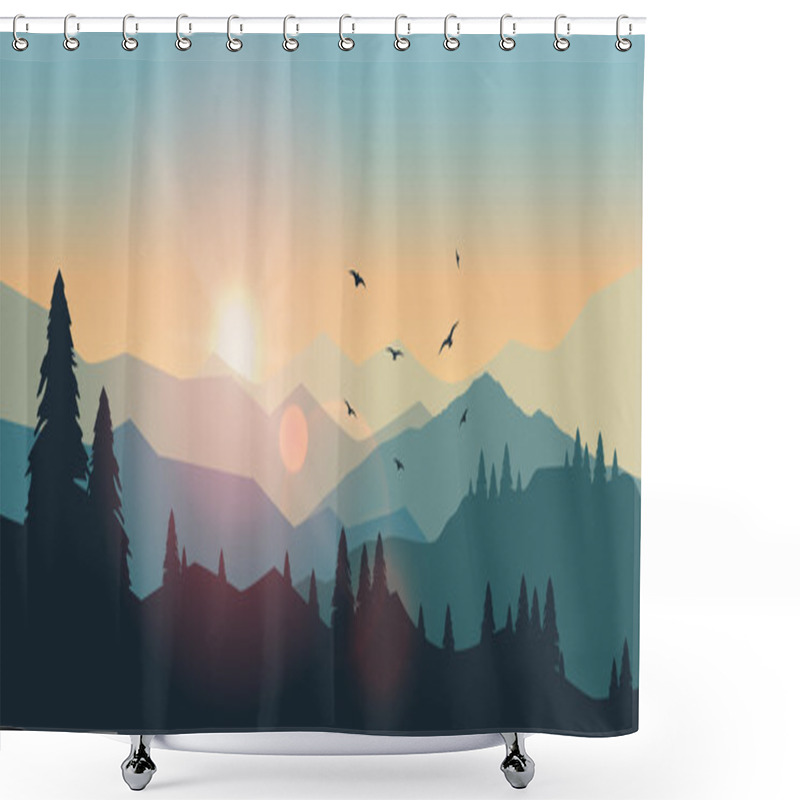 Personality  Mountain Landscape At Sunset And Dawn Shower Curtains