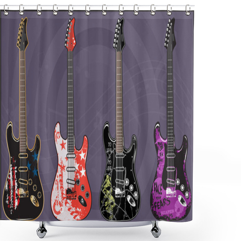 Personality  Electric Guitars Art Vector Pack 1 Shower Curtains