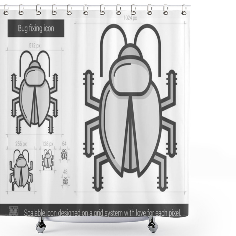 Personality  Bug Fixing Line Icon. Shower Curtains