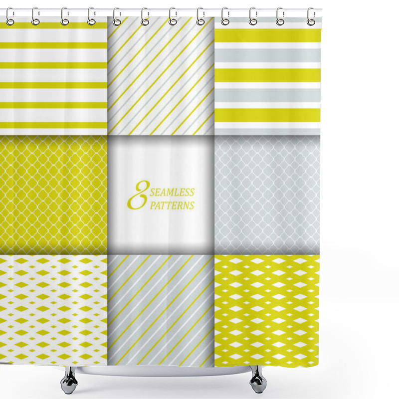 Personality  Vector Set Of Eight Seamless Patterns. Shower Curtains