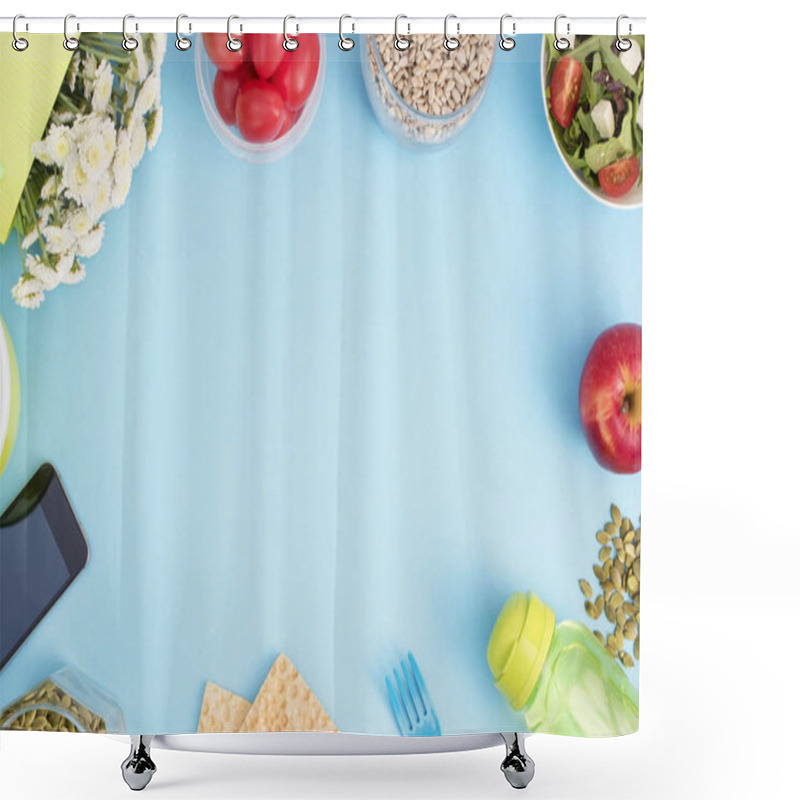 Personality  A Set Of Useful Products, Cherry Tomato, Apple Fruit Seeds Plastic Tableware White Flowers Fresh Salad Shower Curtains