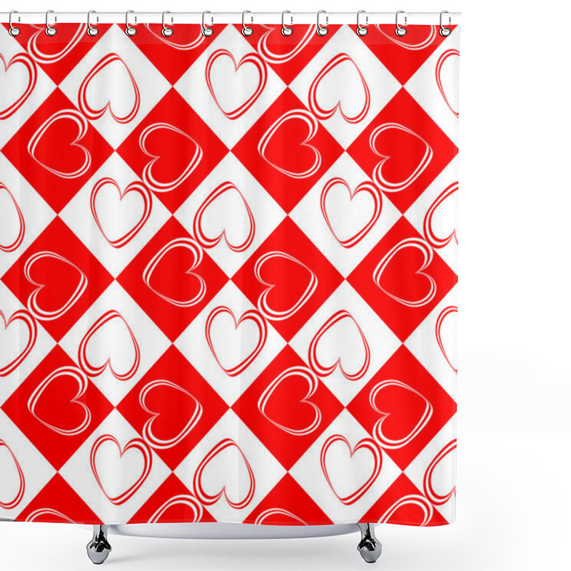 Personality  Design Seamless Red Hearts Pattern Shower Curtains