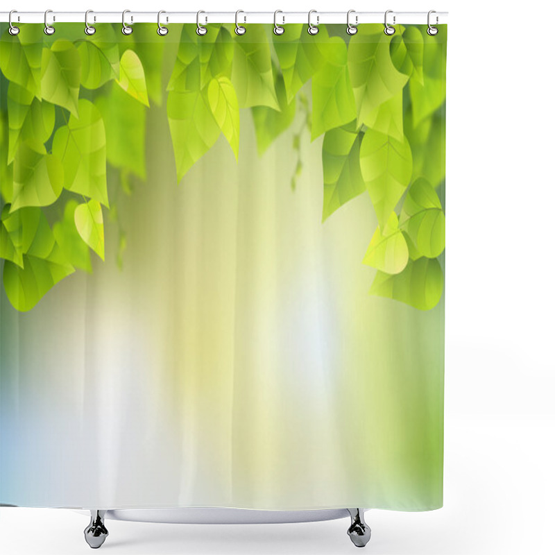 Personality  Branch And Leaves On Nature Background Shower Curtains