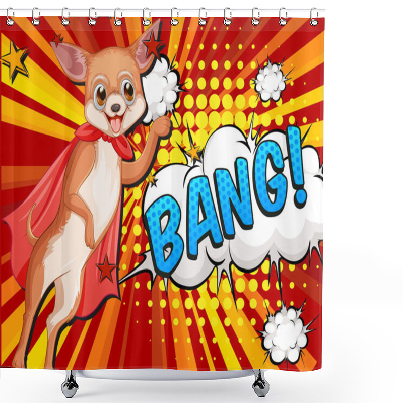 Personality  Cute Dog With Red Cape Flying Illustration Shower Curtains