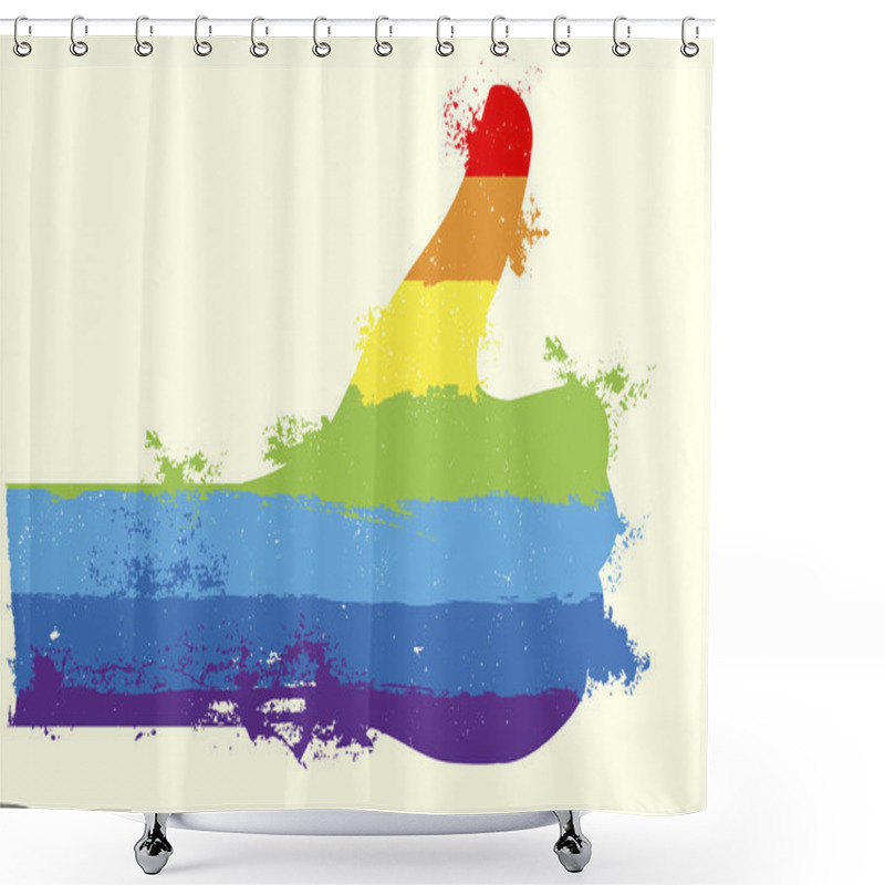 Personality  Rainbow Thumbs Up Shower Curtains