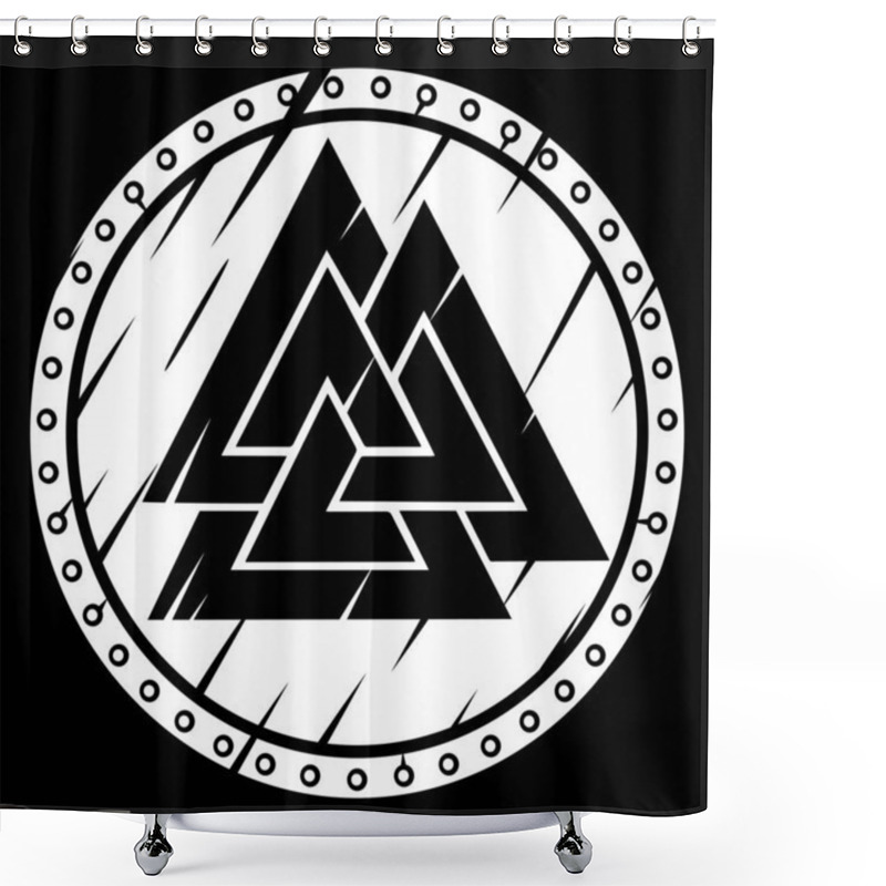 Personality  Scandinavian Viking Design. Viking Shield And The Sign Of The Old Norse God Odin - Valknut Shower Curtains