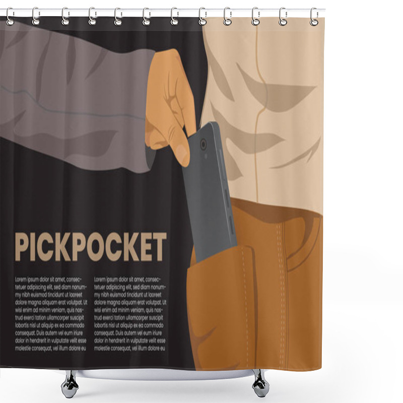 Personality  Illustration Of Pickpocketing, Stealing Phone Shower Curtains