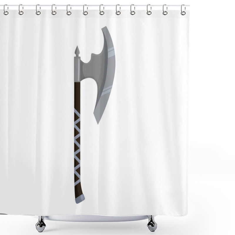 Personality  Medieval Axe Vector Icon.Cartoon Vector Icon Isolated On White Background Medieval Axe. Shower Curtains