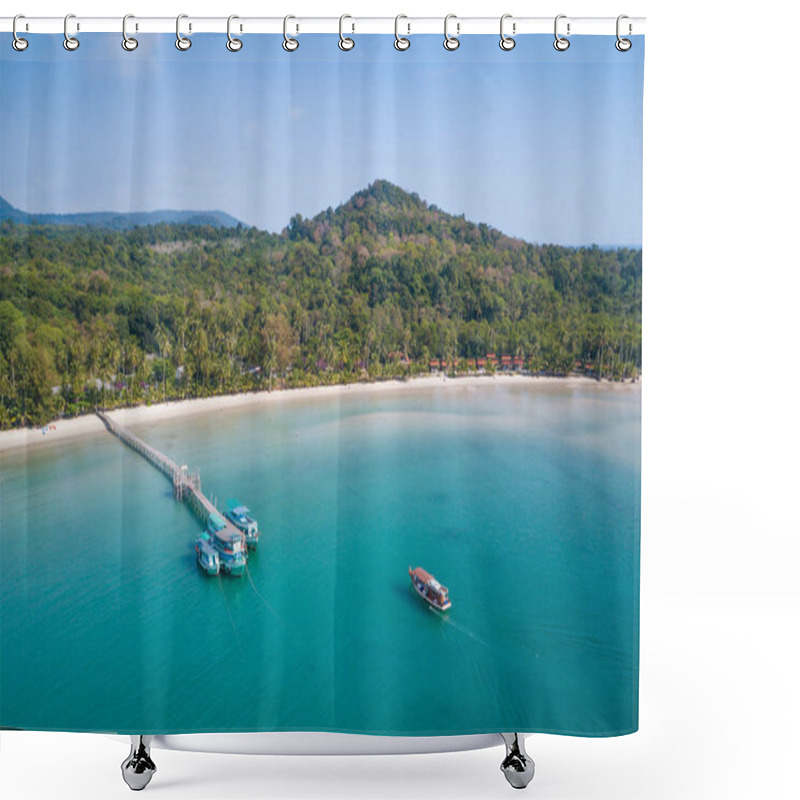 Personality  Beautiful White Sand Beach At Bang-Bao Bay, Koh Kood Or Koh Kut In Trat, Thailand. Shower Curtains