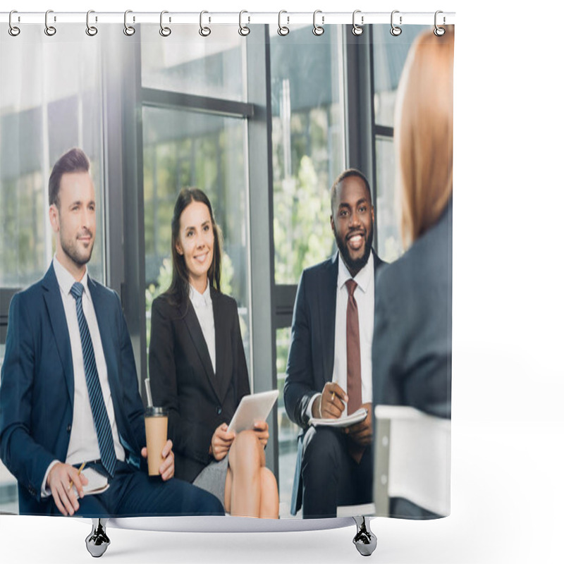 Personality  Multicultural Business Colleagues Having Meeting In Conference Hall Shower Curtains