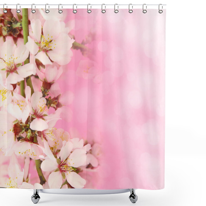 Personality  Flowers Blooming On Pink Background Shower Curtains