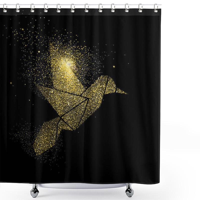 Personality  Bird Gold Glitter Art Concept Symbol Illustration Shower Curtains