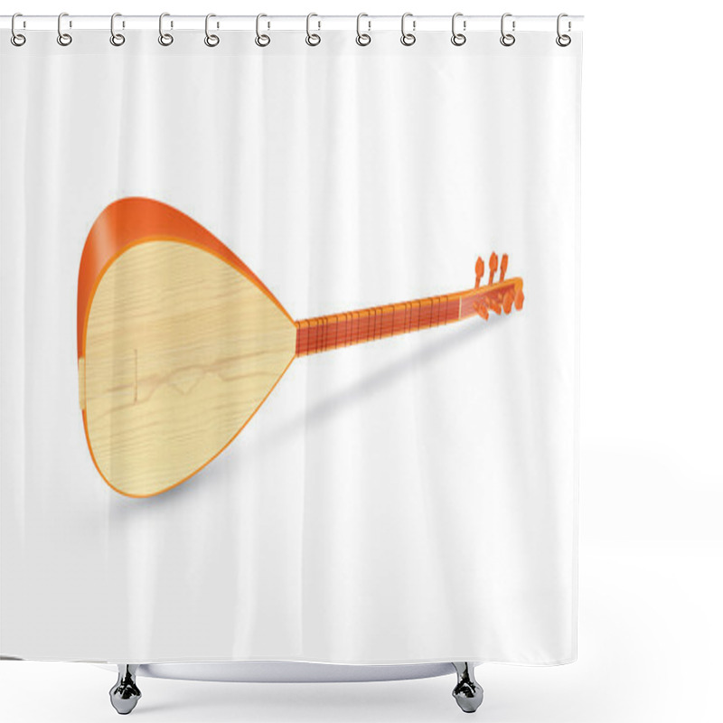 Personality  Saz Traditional Turkish Music Instrument Isolated On A White Background Shower Curtains