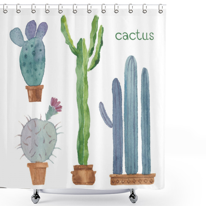 Personality  Cactus Isolated On White Shower Curtains