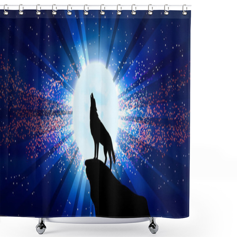 Personality  Wolf Howling At The Moon. Shower Curtains