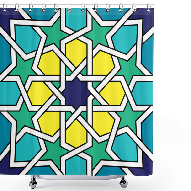 Personality  Moroccan Tile Design, Moorish Seamless Vector Pattern, Geometric Abstract Tiles Shower Curtains