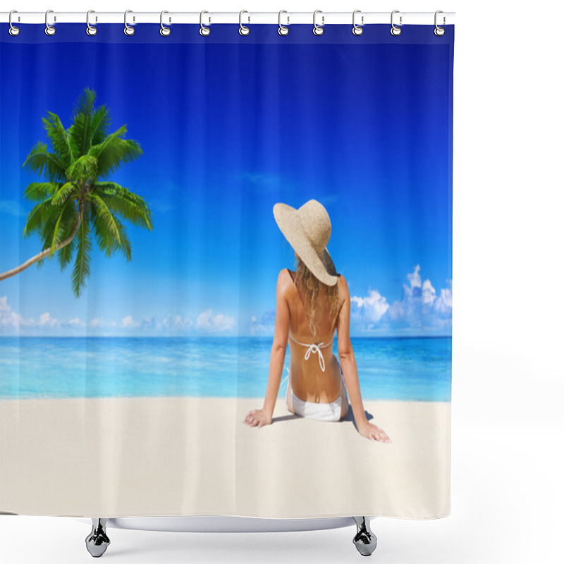 Personality  Woman Relaxing On Beach Shower Curtains