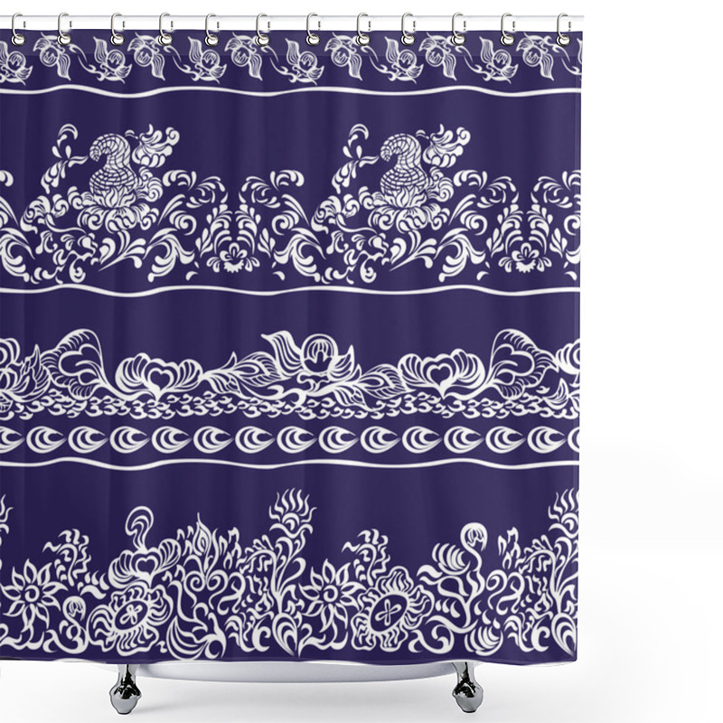 Personality  Design Border, Webbing, Lace Seamless Pattern With Swirling Deco Shower Curtains