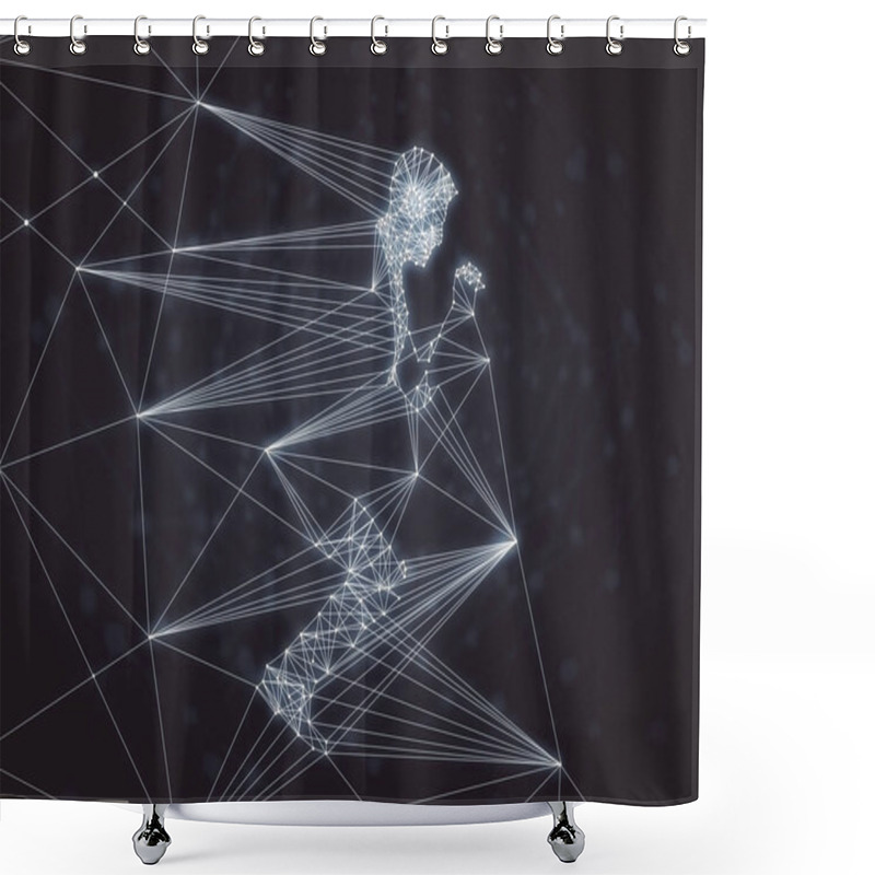 Personality  Polygonal Man On Dark Background  Shower Curtains