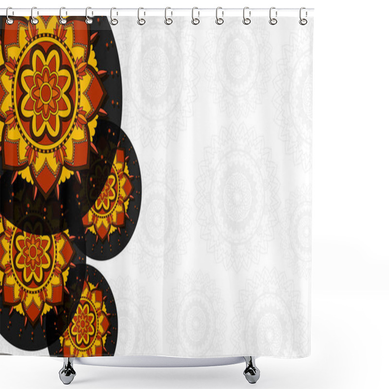 Personality  Mandala Patterns On White Background Shower Curtains