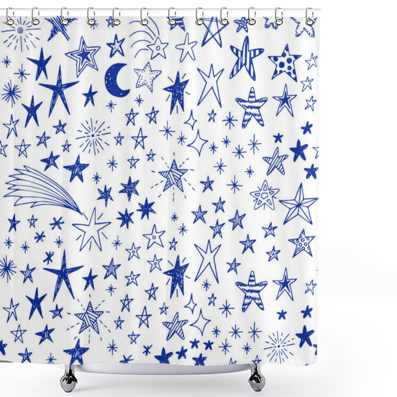 Personality  Hand Drawn Doodle Stars Shower Curtains