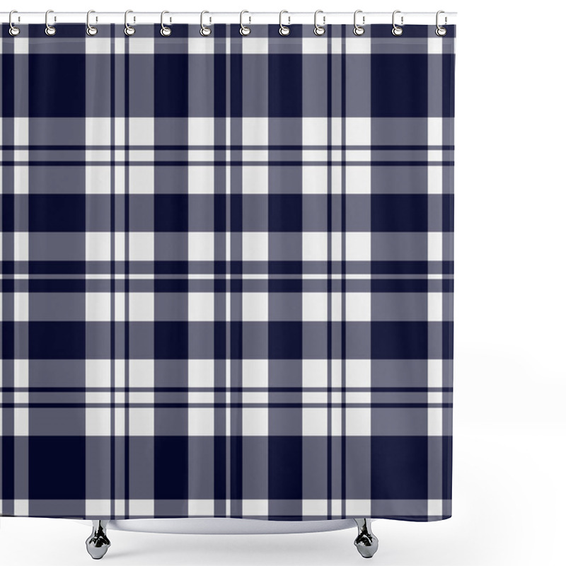 Personality  Seamless Blue, Black Tartan With Stripes Shower Curtains