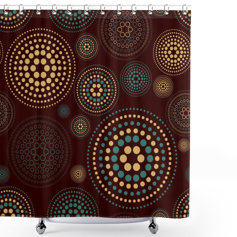 Personality  Retro Abstract Seamless Pattern Seamless Geometric Brown Dark Circle  Shower Curtains