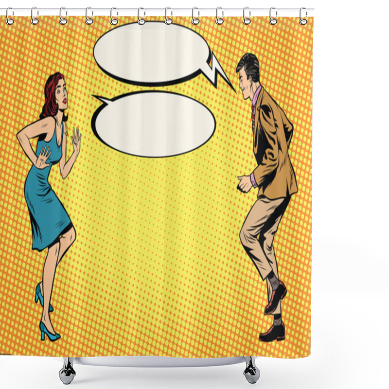 Personality  Retro Man And Woman Dancing Pop Art Shower Curtains