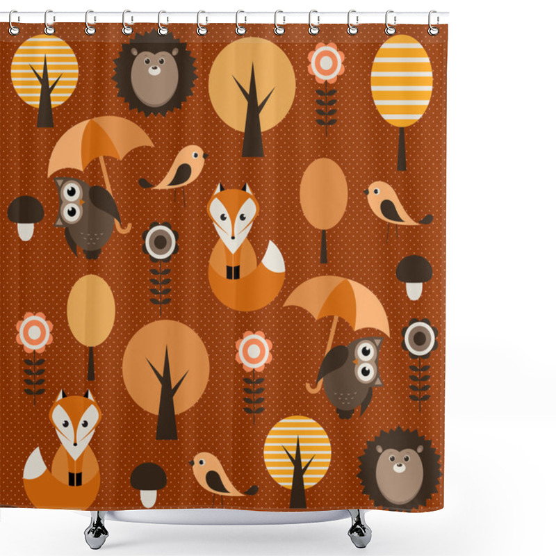 Personality  Autumn Background With Animals Shower Curtains