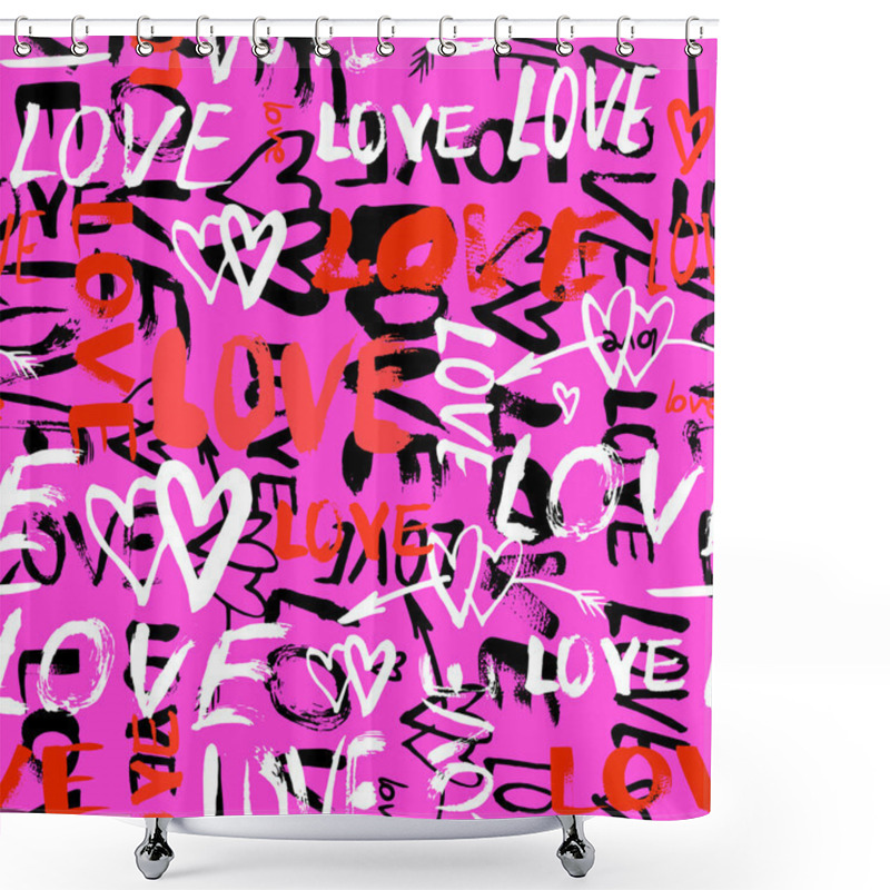 Personality  Pattern With Hand Painted Words Love Shower Curtains