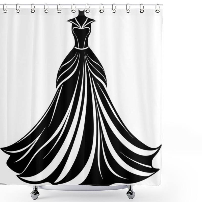 Personality  Regal Flowing Gown Dress For Girls Modern Fashion Vector Art Design Shower Curtains