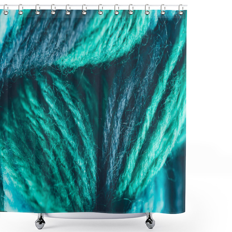 Personality  Close Up View Of Blue And Green Knitting Yarn Ball Shower Curtains