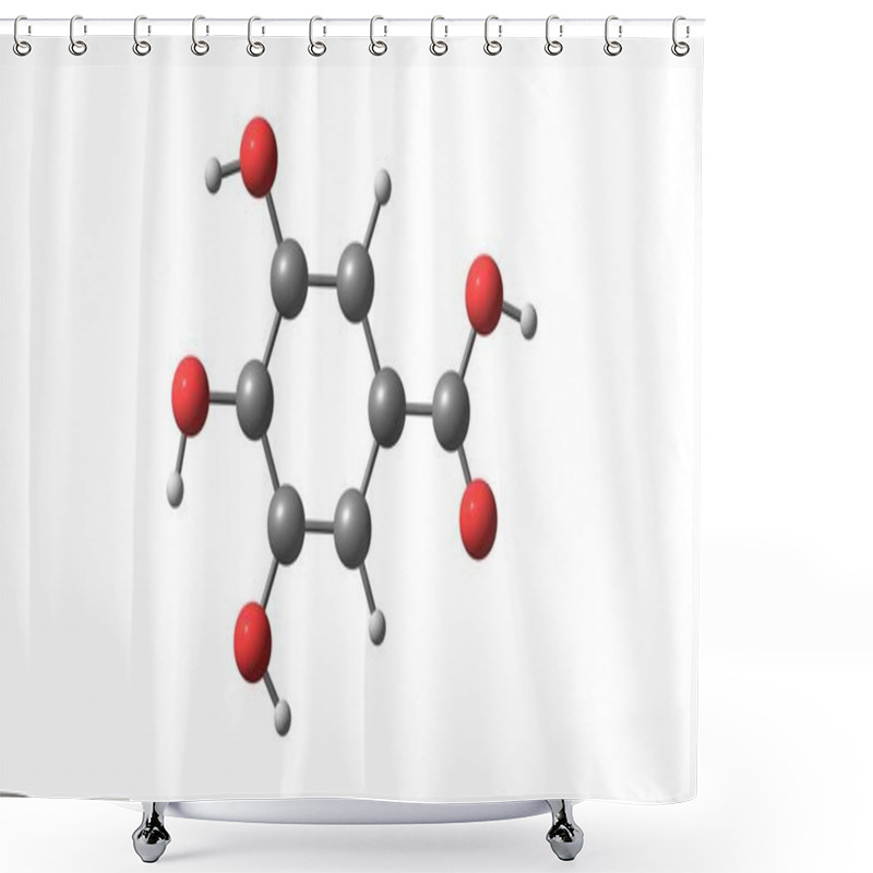 Personality  Gallic Acid Molecular Structure Isolated On White Shower Curtains