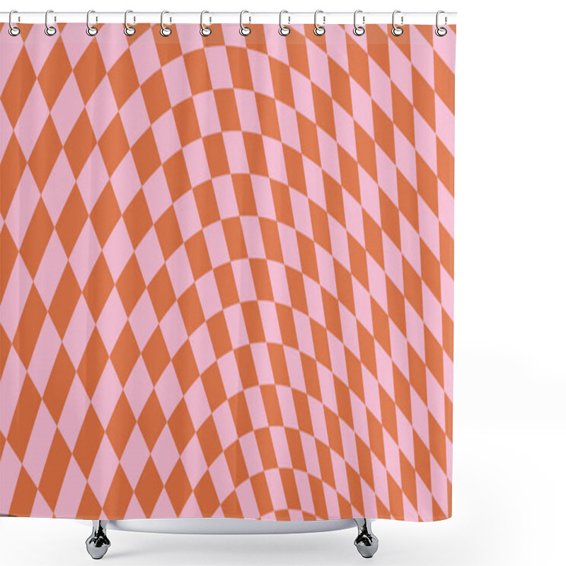 Personality  Psychedelic Checkerboard, Retro Groovy Background, Funky Wavy Pattern, Y2k Print. Abstract Vintage Checkered Wallpaper. Geometric Vector Illustration Shower Curtains