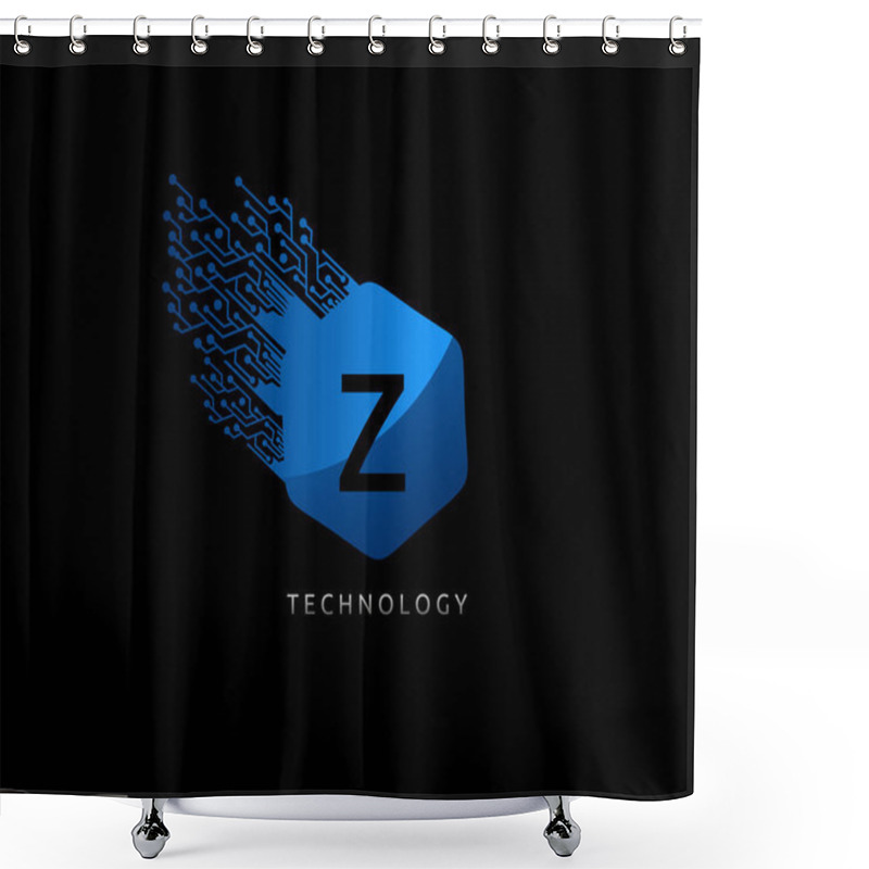 Personality  Hexagon Fast Technology Z Letter Logo  Shower Curtains