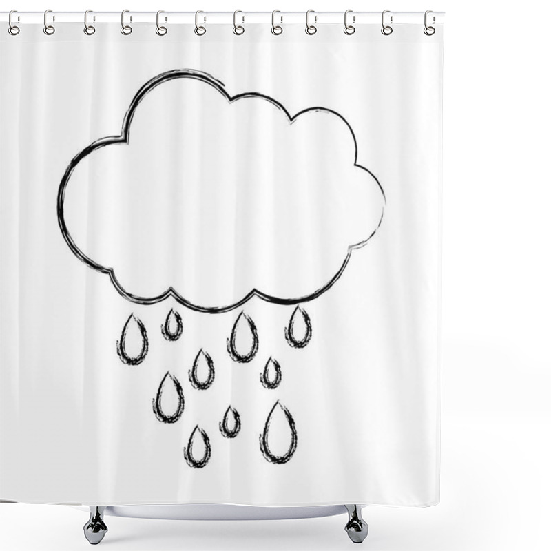 Personality  Grunge Nature Cloud Raining Weather In The Sky Vector Illustration Shower Curtains