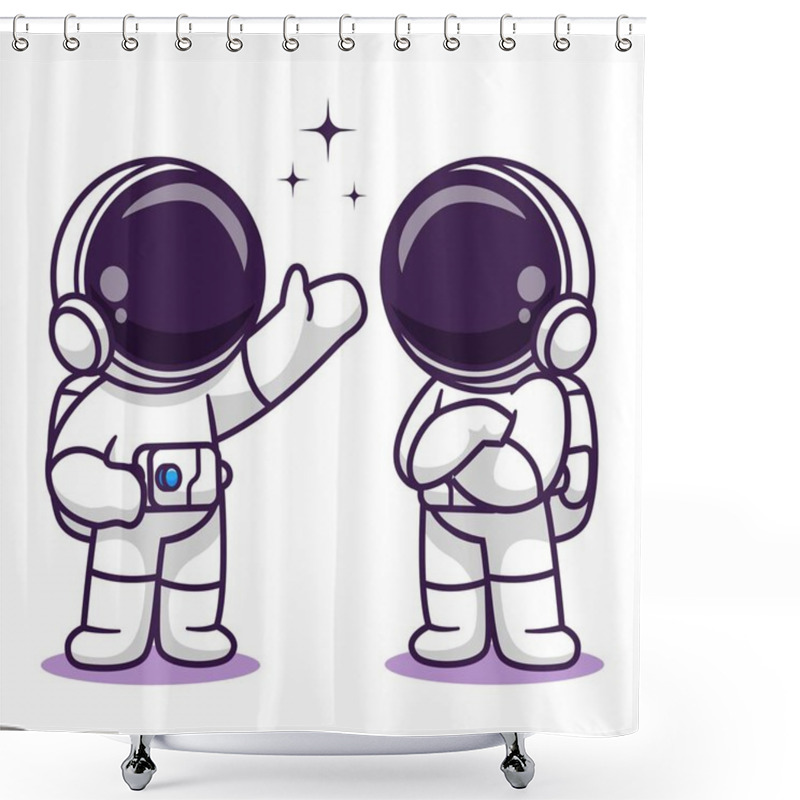 Personality  Cute Astronaut Themed Vector Design Suitable For A Children's Book Cover Shower Curtains