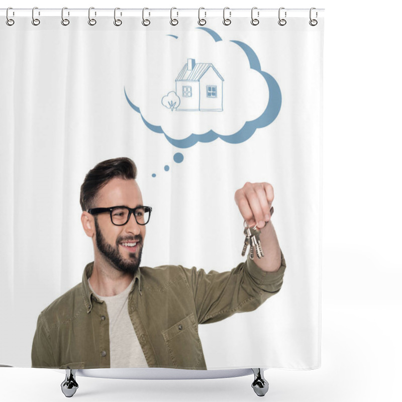 Personality  Young Man With Keys Shower Curtains