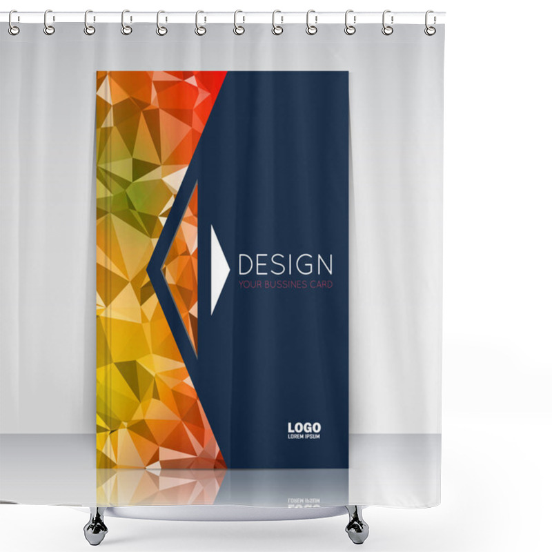 Personality  Abstract Composition. Yellow, Orange Polygonal Texture. Triangle Rademark Construction. Lines Plexus Section. Black Brochure Title Sheet. Creative Arrow Figure Icon Surface. Banner Form. Flyer Font. Shower Curtains