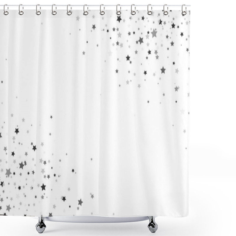 Personality  Glitter Stars Frame On White Background. Silver Stars Explosion. Glitter Elegant Design Elements. Magic Decoration. Christmas Texture. Vector Illustration. Shower Curtains