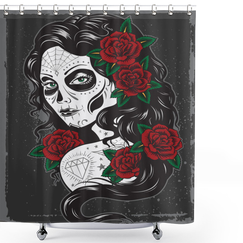 Personality  Day Of Dead Girl Illustration Shower Curtains