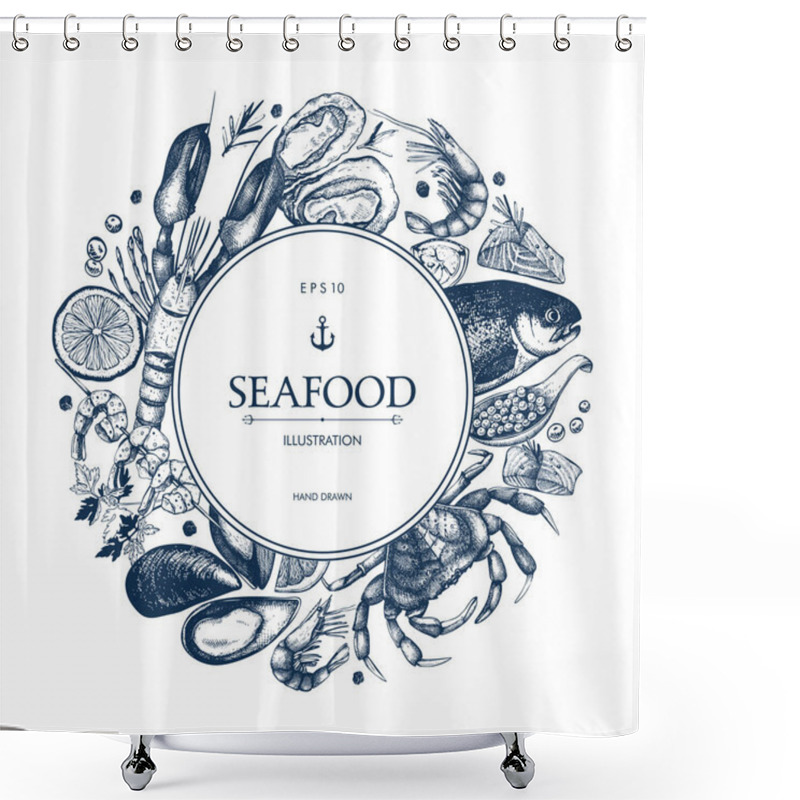 Personality  Seamless Seafood Menu Shower Curtains