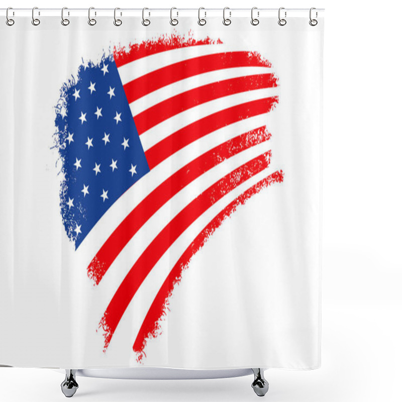 Personality  American Flag With Brush Paint Textured Shower Curtains