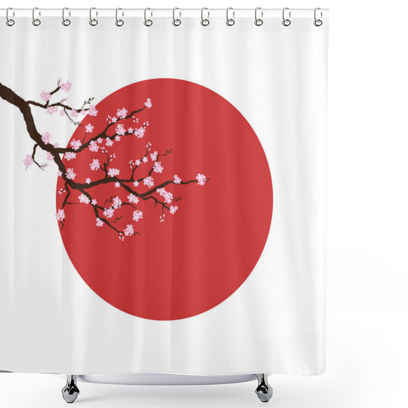 Personality  Cherry Blossoms On Sunset Background. Shower Curtains