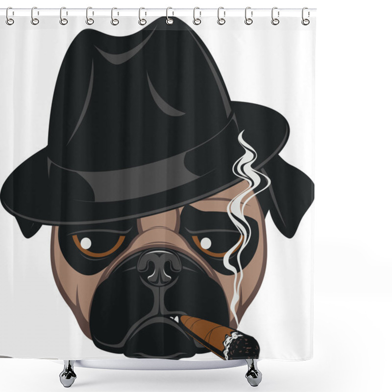 Personality  Funny Pug With Cigar Shower Curtains